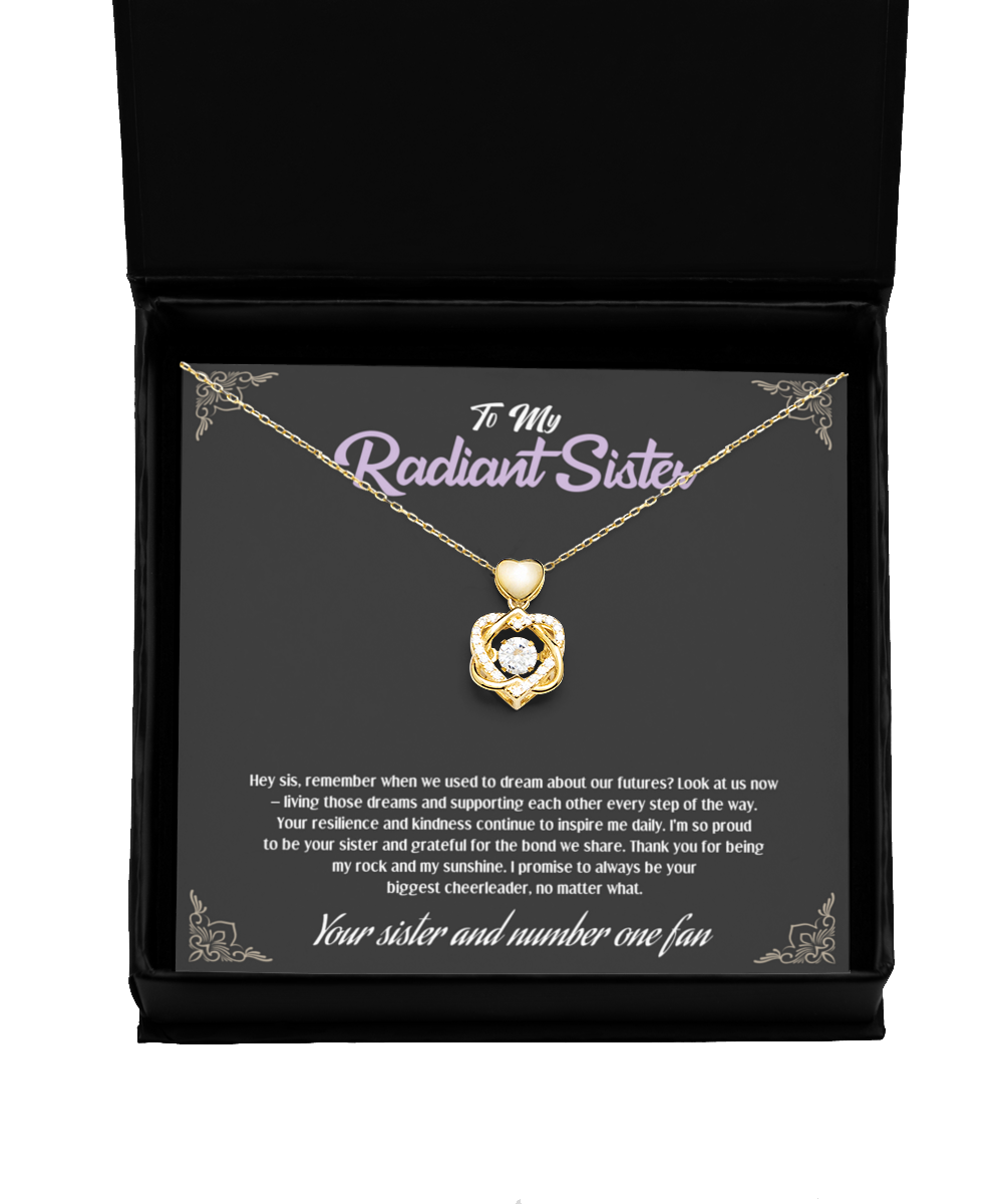 Radiant Sister Birthday Gift: Heart Knot Necklace for Your Sunshine