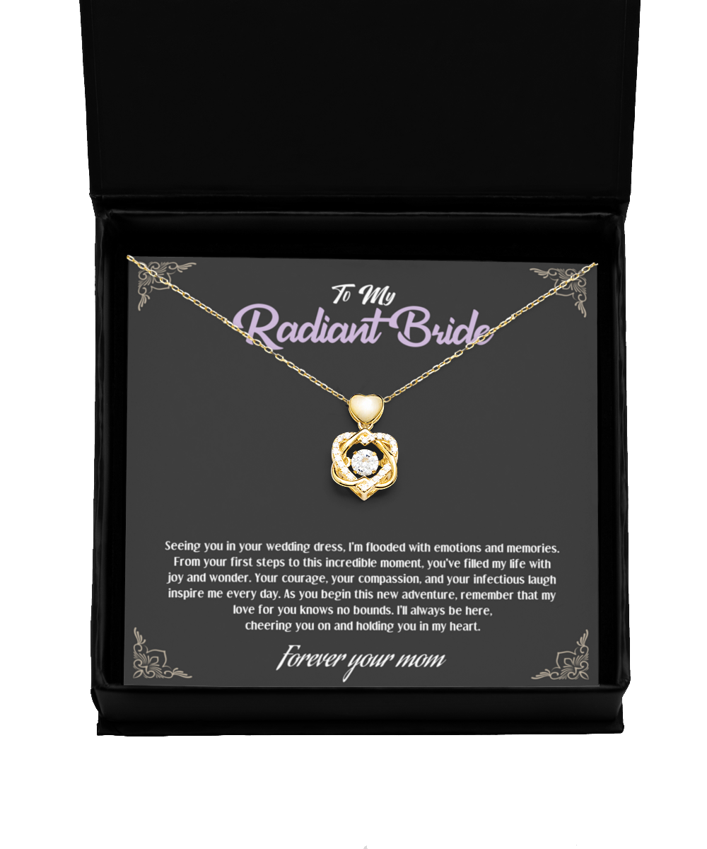 Boundless Love Heart Knot Necklace: Mom's Gift to Her Radiant Bride