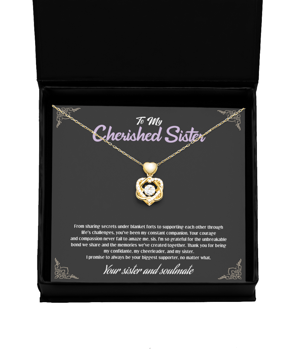 Cherished Sister Birthday Gift: Heart Knot Necklace for Unbreakable Bonds