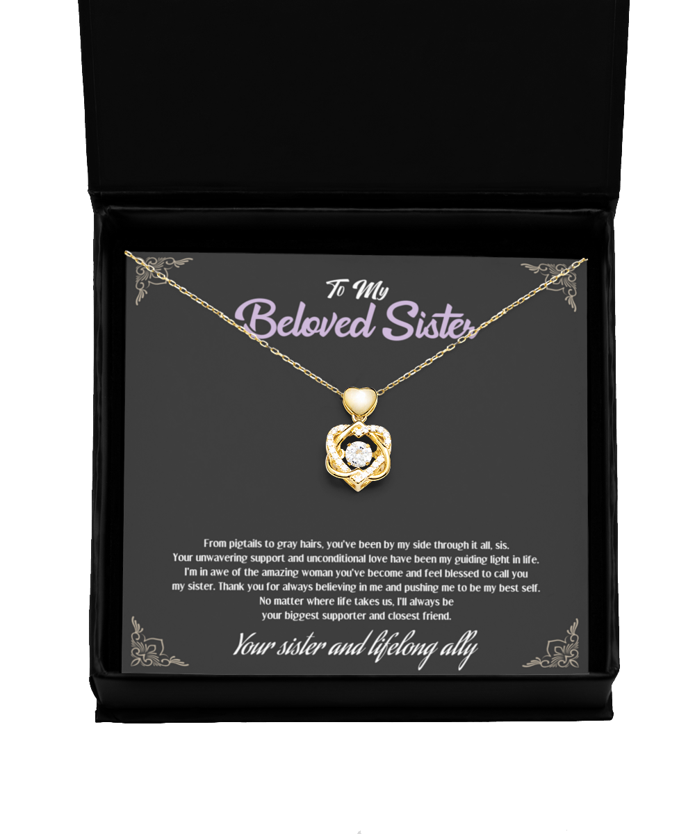 Beloved Sister Birthday Gift: Heart Knot Necklace for Your Lifelong Ally