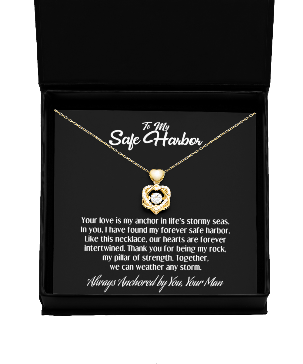 Heart Knot Gold Necklace: Love Anchor for Safe Harbor